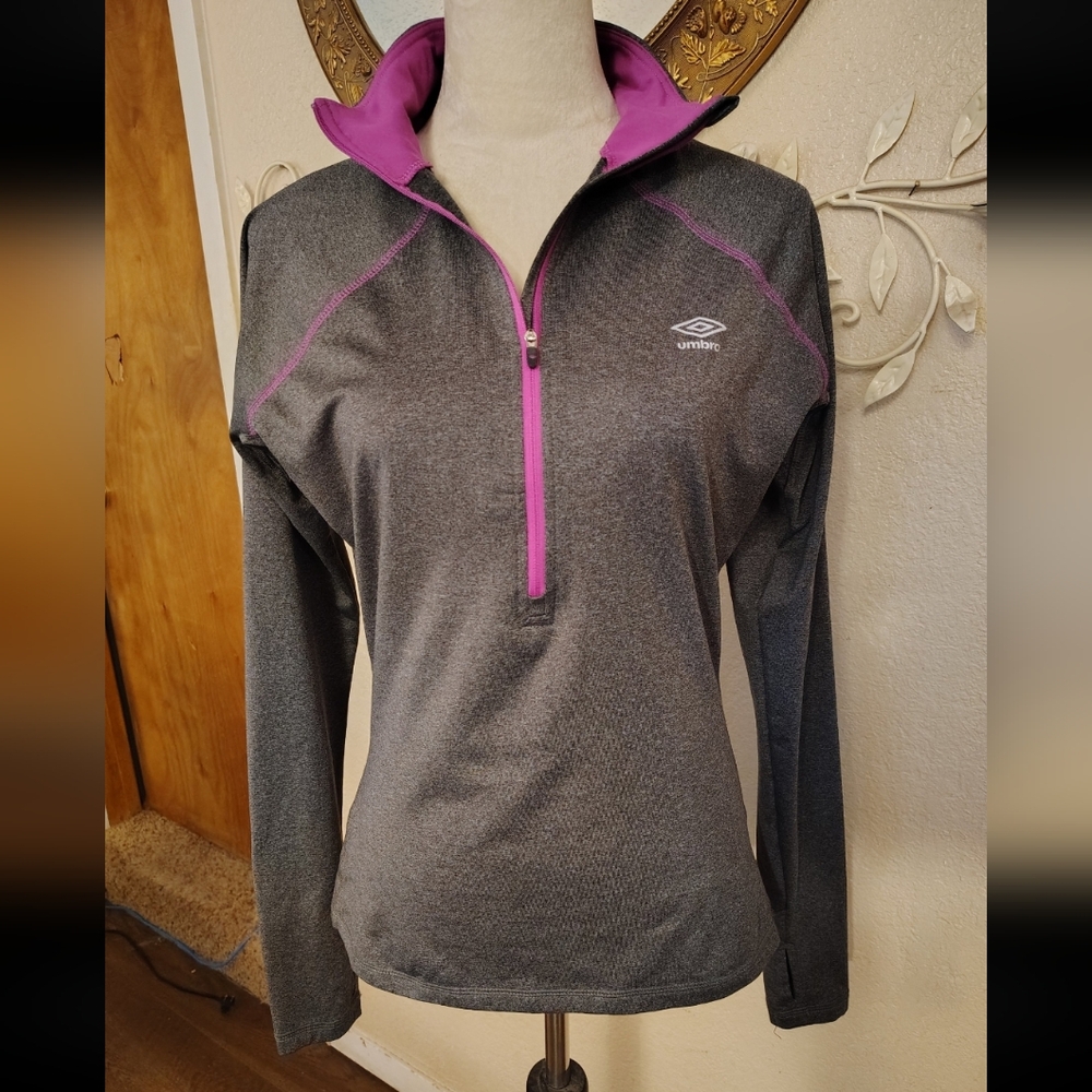 Umbro Charcoal and Magenta Quarter-Zip Pullover